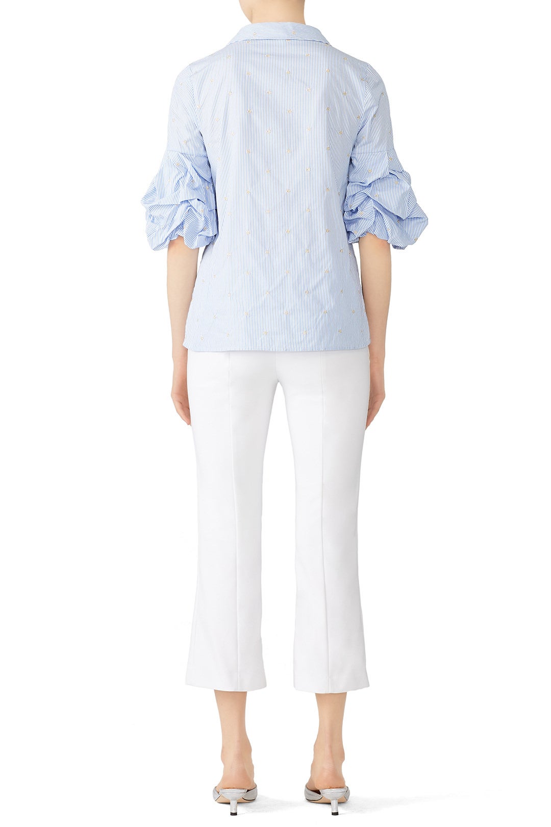 Ruffle Sleeve Button Down by Badgley Mischka 2