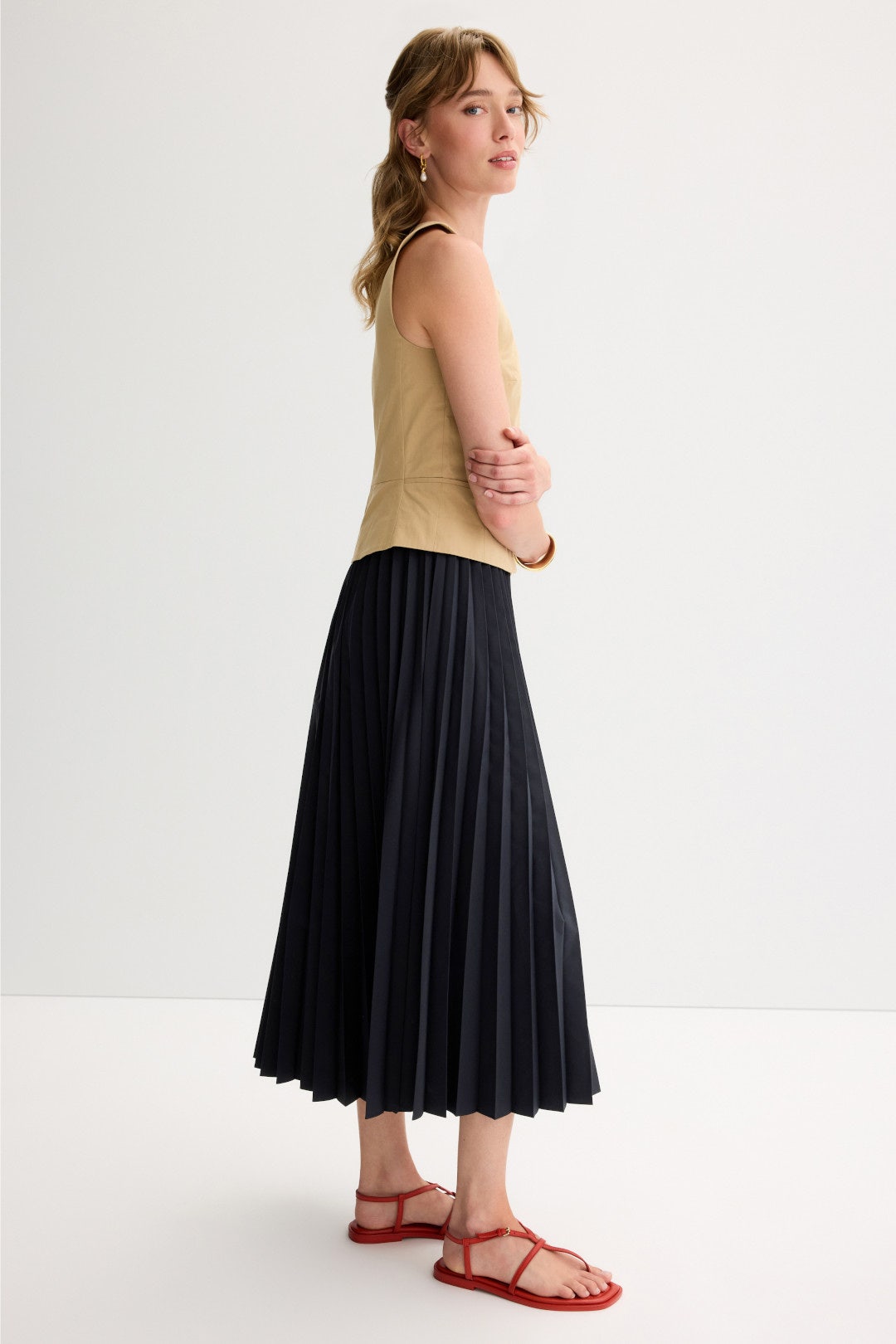 Robbie Pleated Combo Dress by Tanya Taylor 1