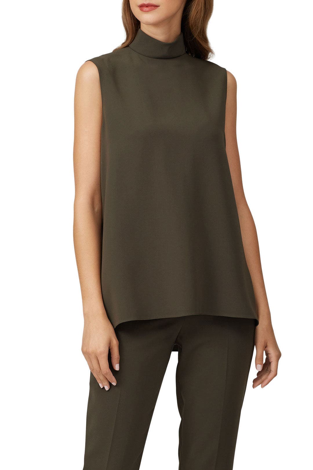 Green Short Sleeve Cascade Top by Theory 1