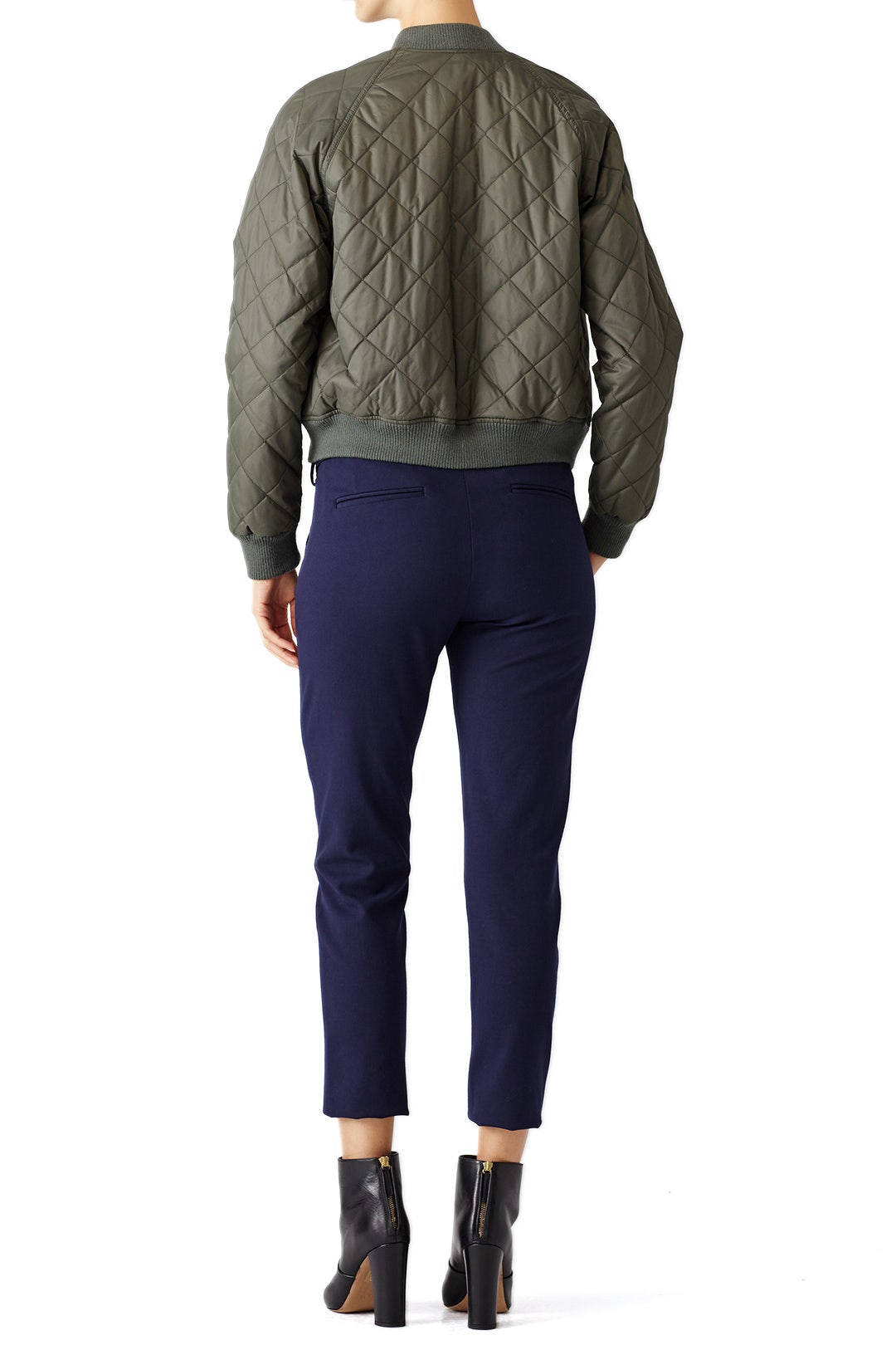 Olive Quilted Bomber Jacket by VINCE. 1