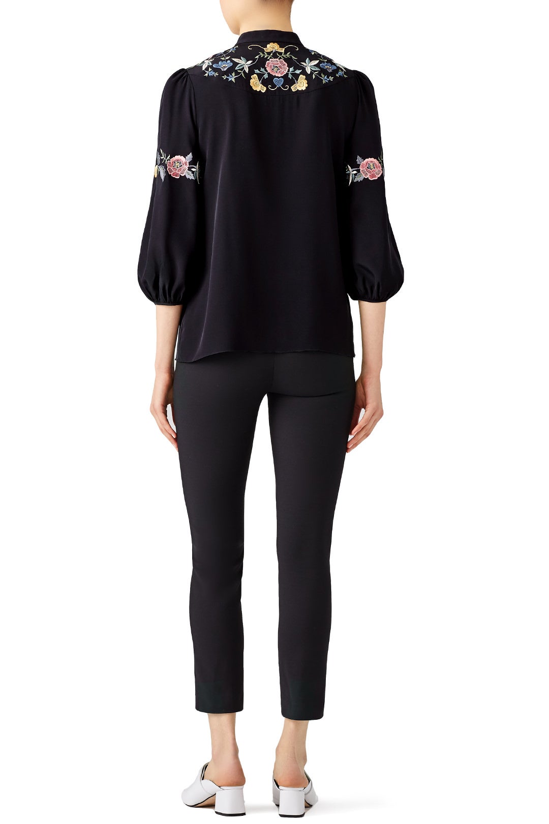 Black Floral Bib Blouse by Vilshenko 2
