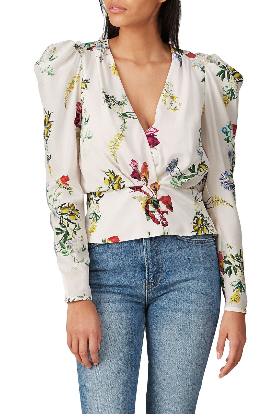 White Floral Long Sleeve Top by Chelsea and Walker 1