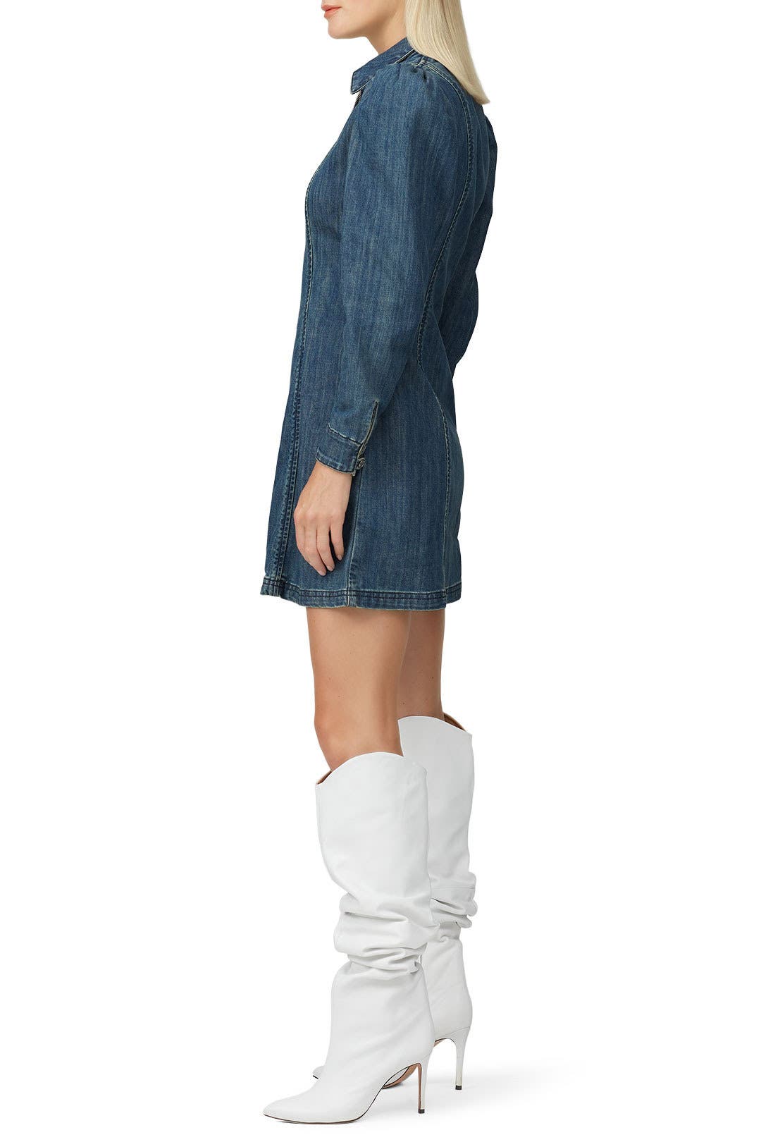 Zip Front Denim Dress by ALEXACHUNG | Rent the Runway