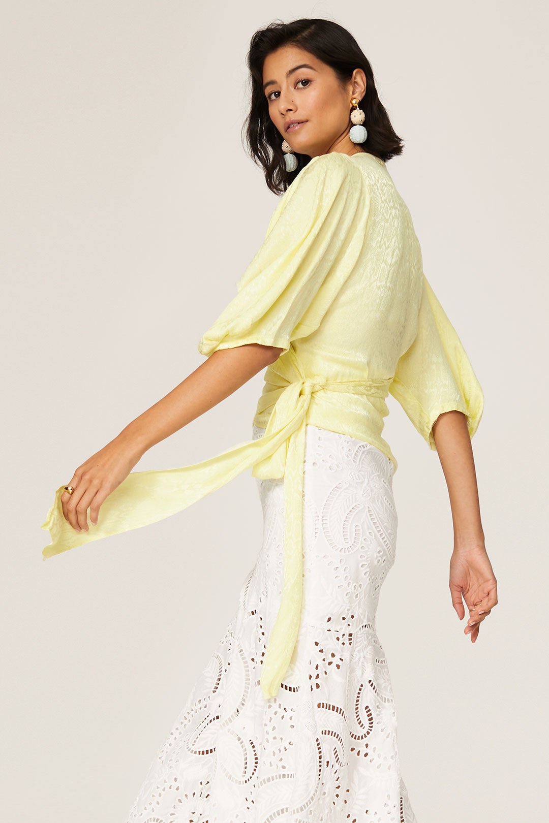 Puff Sleeve Wrap Top by krisa 1