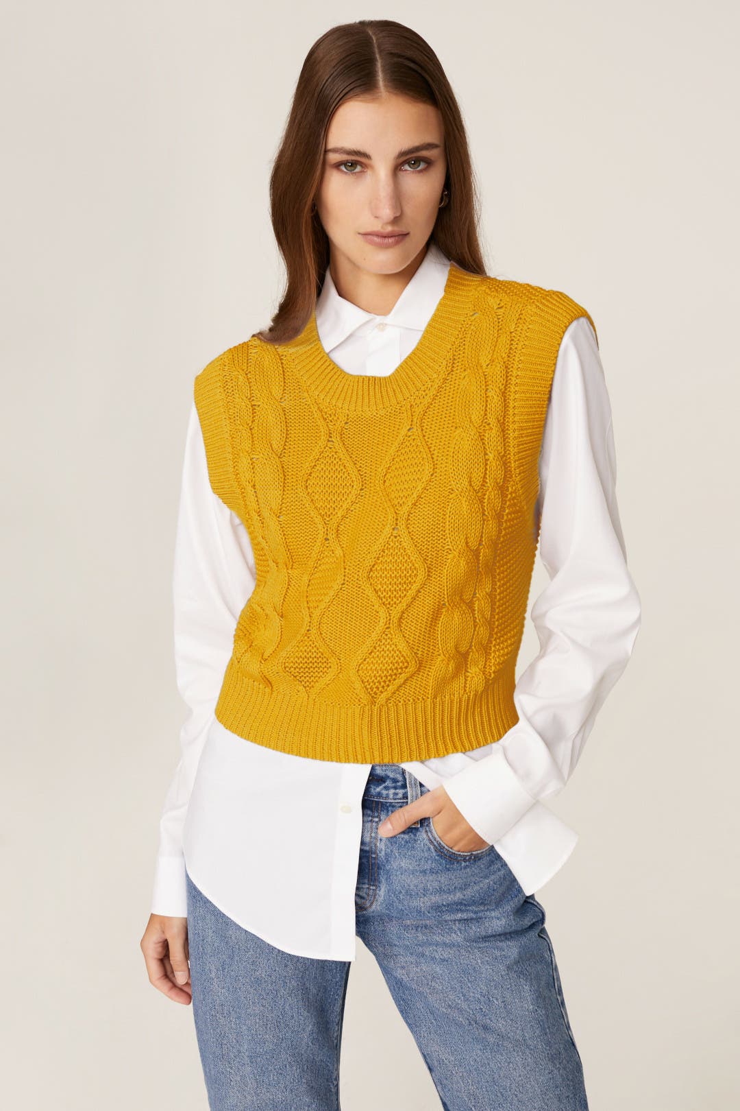 Cable Knit Sweater Vest by 525 America | Rent the Runway