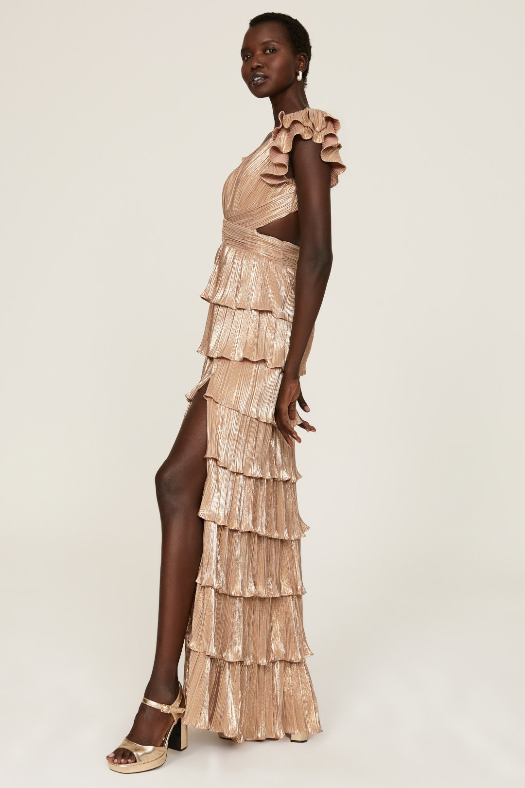 Gold Ruffle Gown by Ieena for Mac Duggal 1