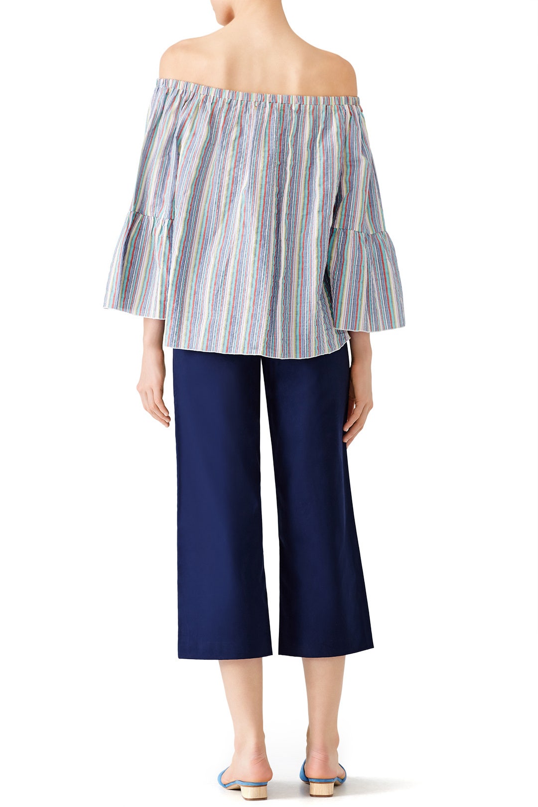 Blue Stripe Off Shoulder Top by See by Chloé 1