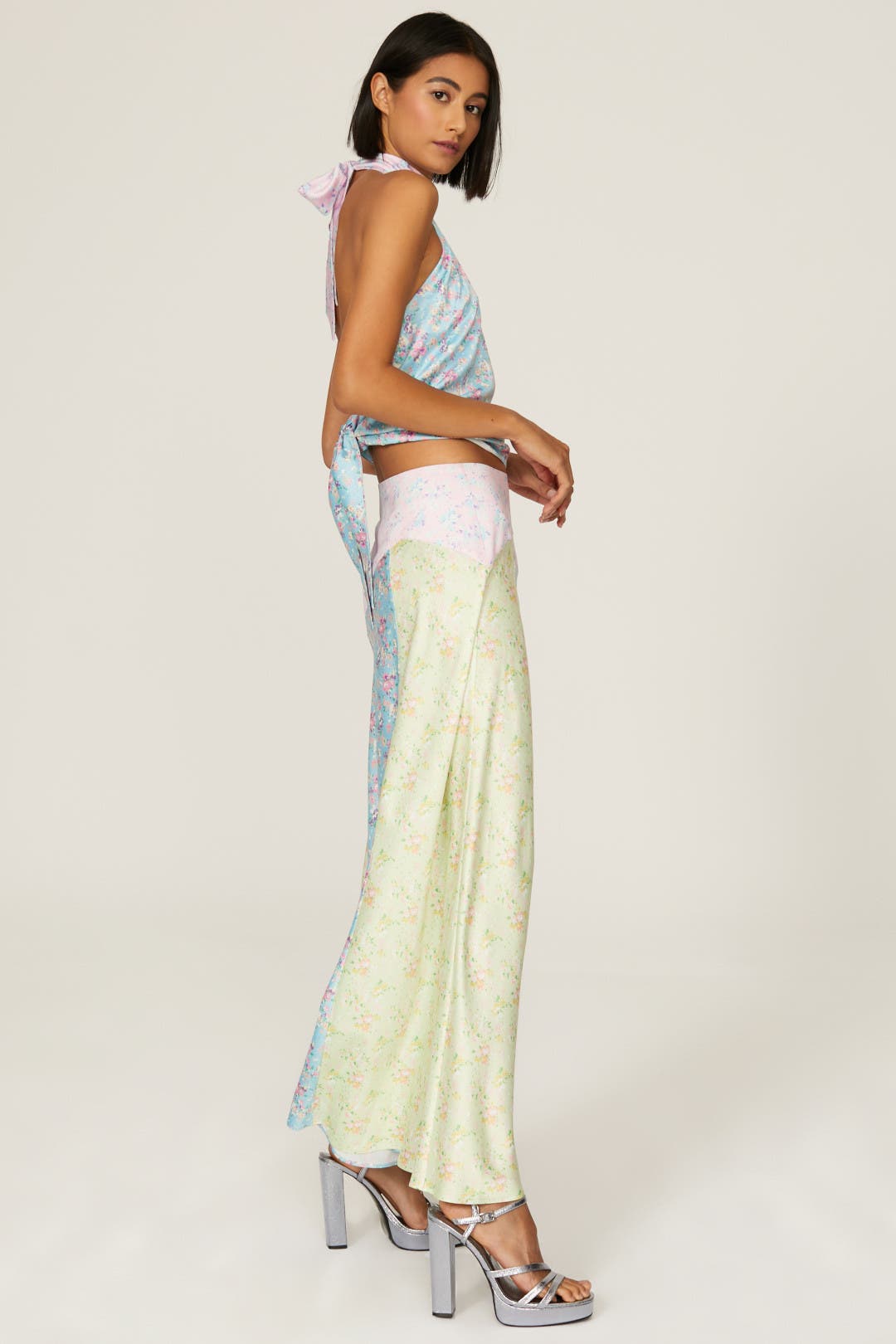 スカート Womens Ziggy Skirt LoveShackFancy Ziggy Floral-Print Silk-Charmeuse Maxi Skirt