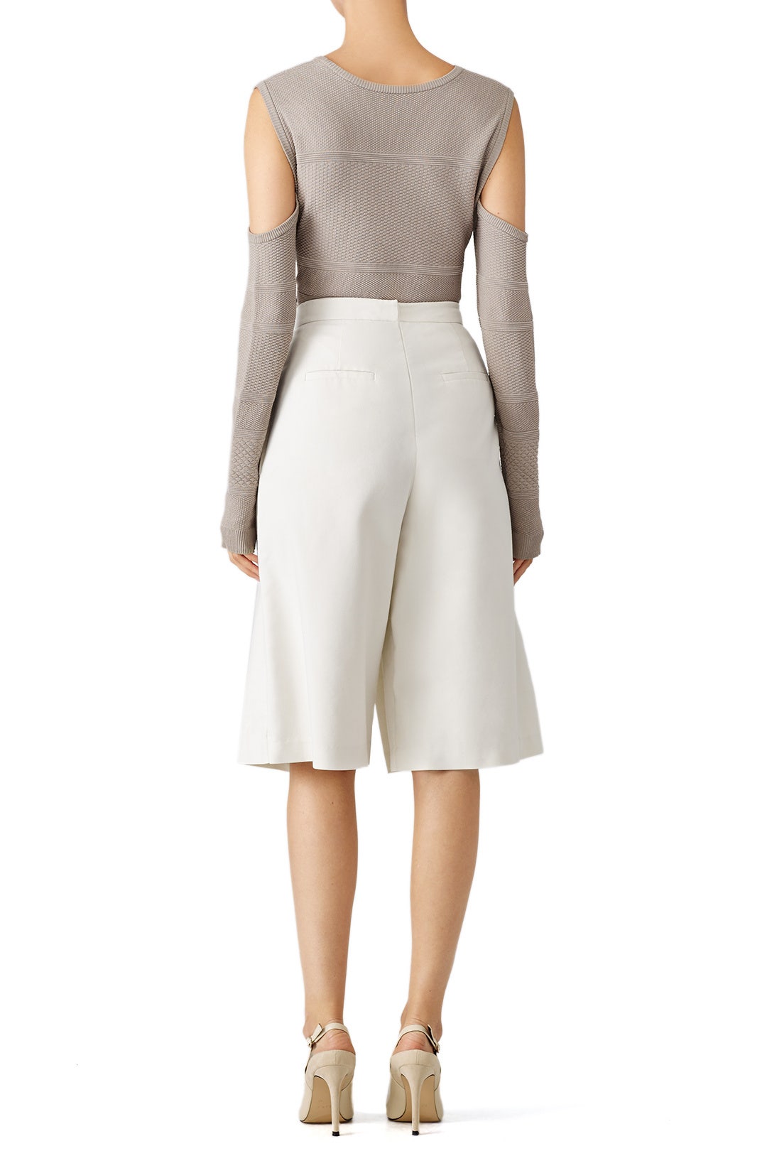 Khaki Cold Shoulder Sweater by Nicole Miller 1