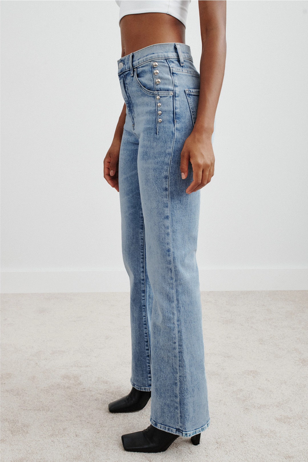 Studded Farah Flare High Rise Jeans