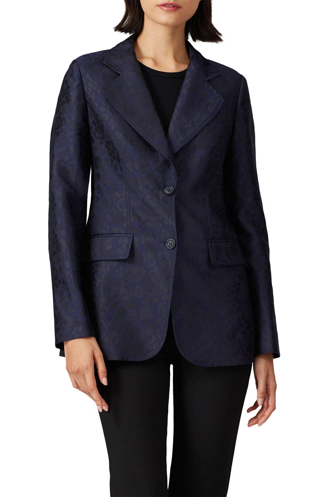 Navy Leopard Jacquard Blazer by Derek Lam 10 Crosby x RTR 1
