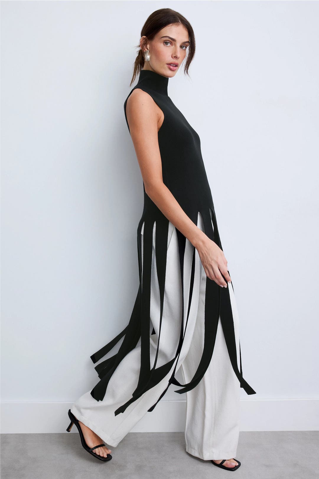 Mock Neck Fringe Sweater by Rosetta Getty x RTR | Rent the Runway
