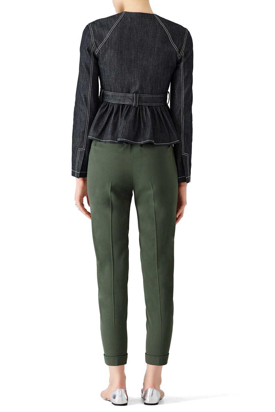 Denim Peplum Belted Jacket by Derek Lam 10 Crosby 2