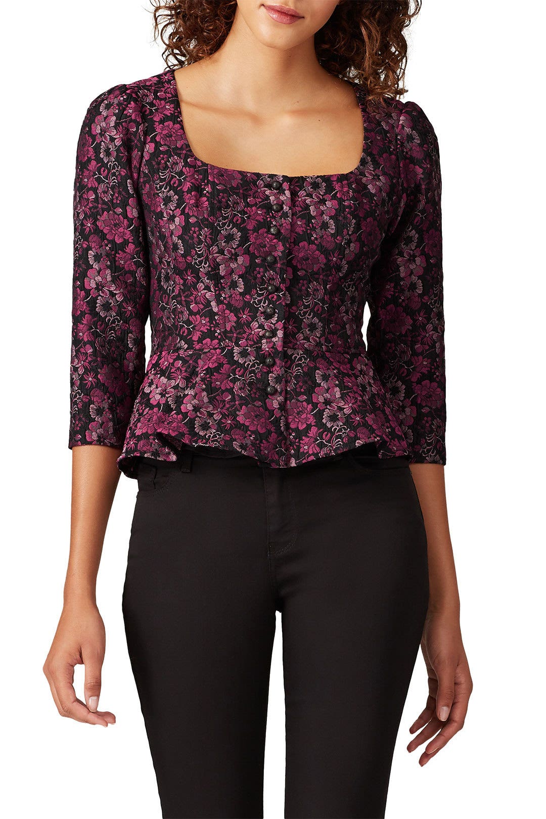 Floral Brocade Button Blouse by Nanette Lepore 2