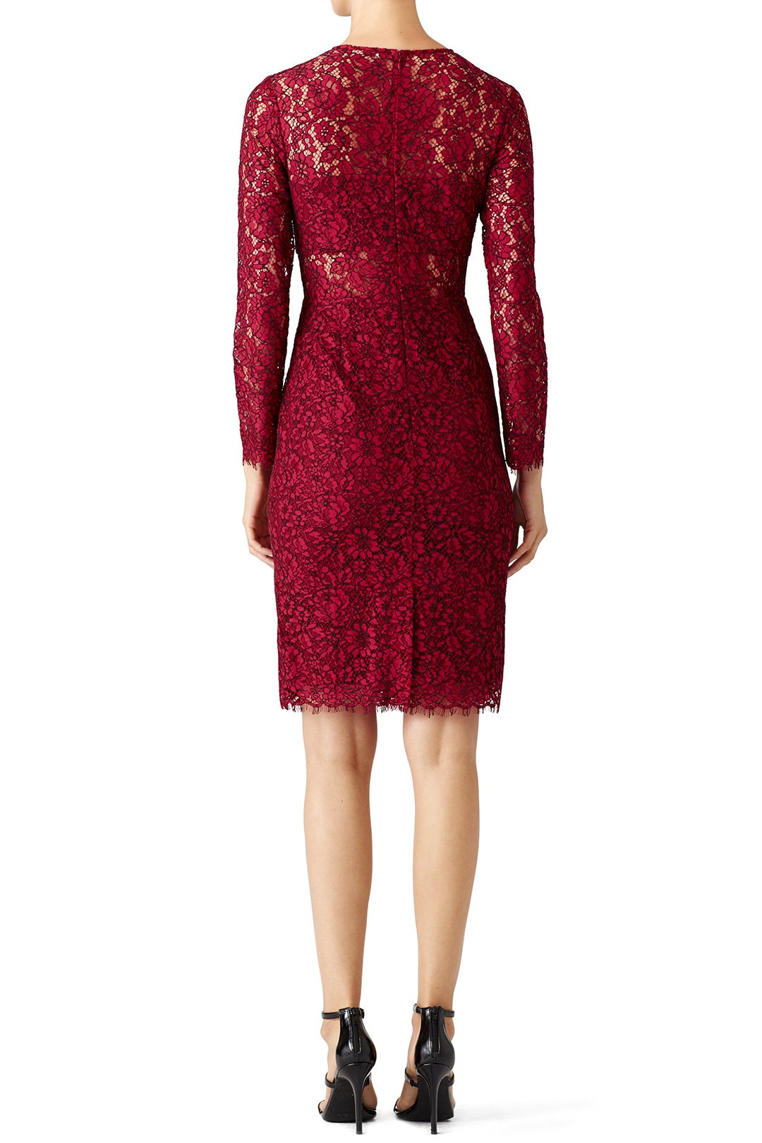 Garnet Illusion Lace Sheath by Shoshanna 1