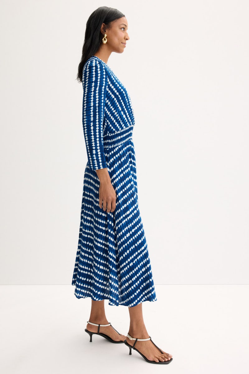 Blue Printed 3/4 Length Sleeve Midi Dress by Maje - Photo 1