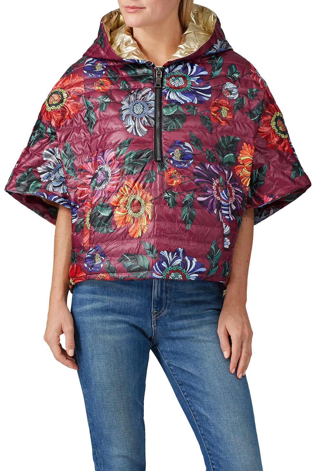 Cropped Hooded Poncho by Think Royln 2