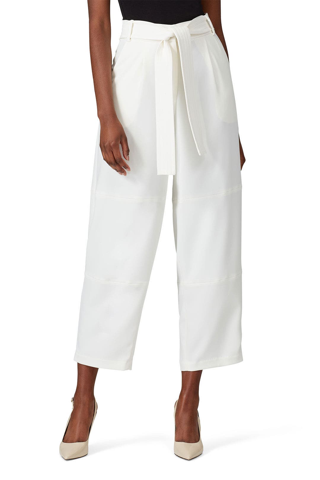 Matte Crepe Belted Pants by LAPOINTE 1