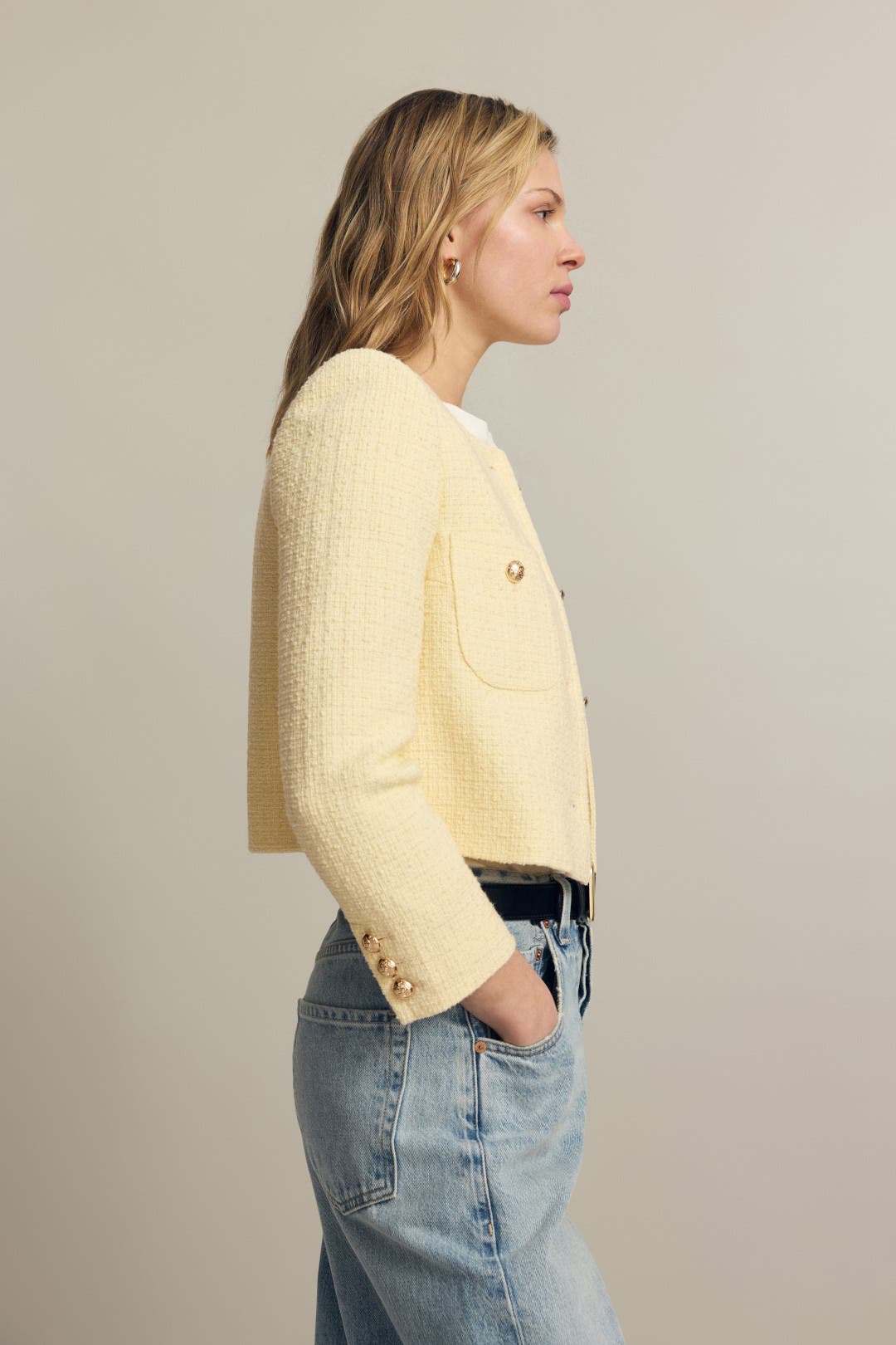 Tweed Collarless Jacket by CeCe | Rent the Runway