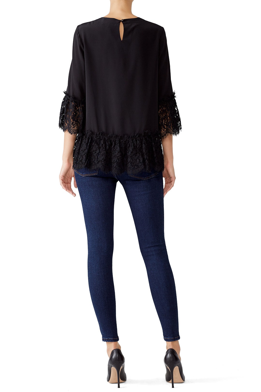 Black Lace Bell Sleeve Top by Nicole Miller 1