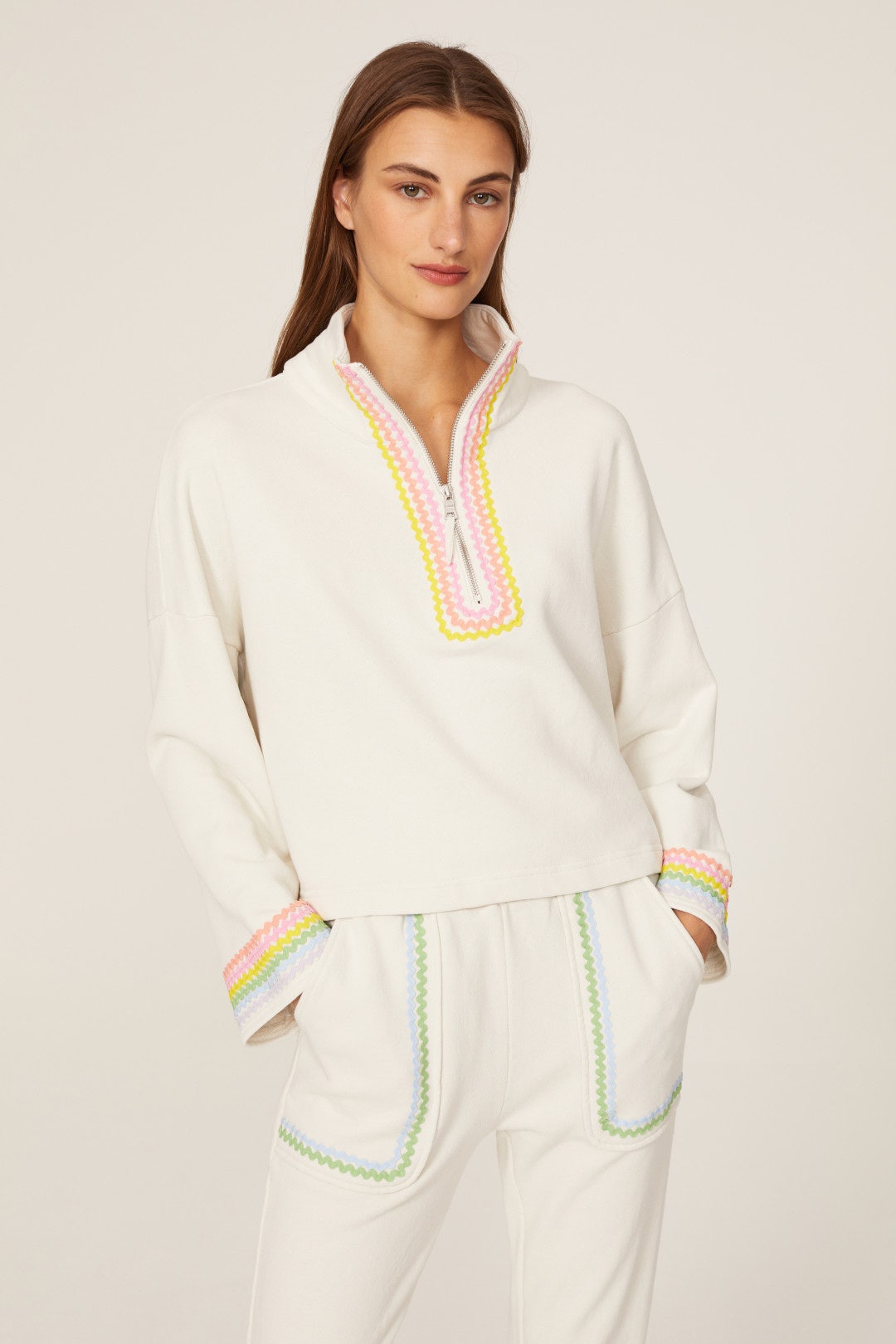 Rainbow Quarter-Zip Sweatshirt by Something Navy 1