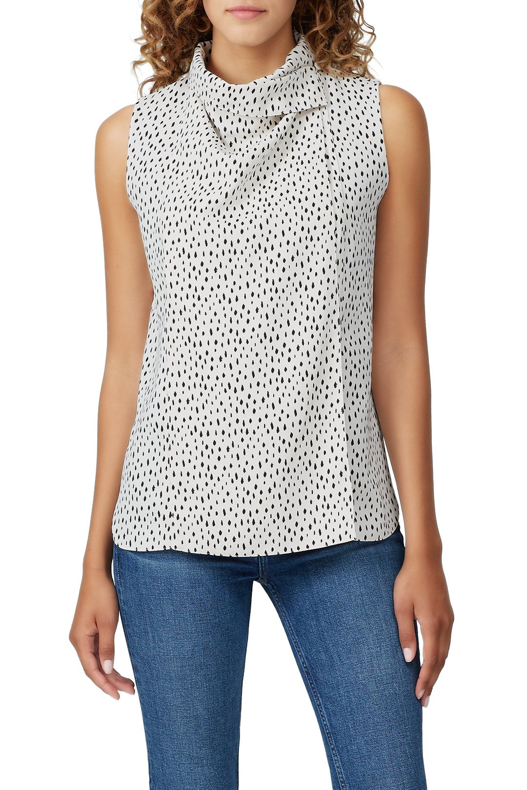 Printed Cowl Neck Shell Top by Adam Lippes 1
