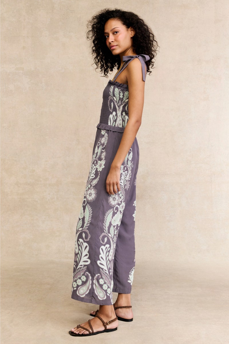 Rose Graphite Protea Paisley Jumpsuit by Caballero - Photo 1