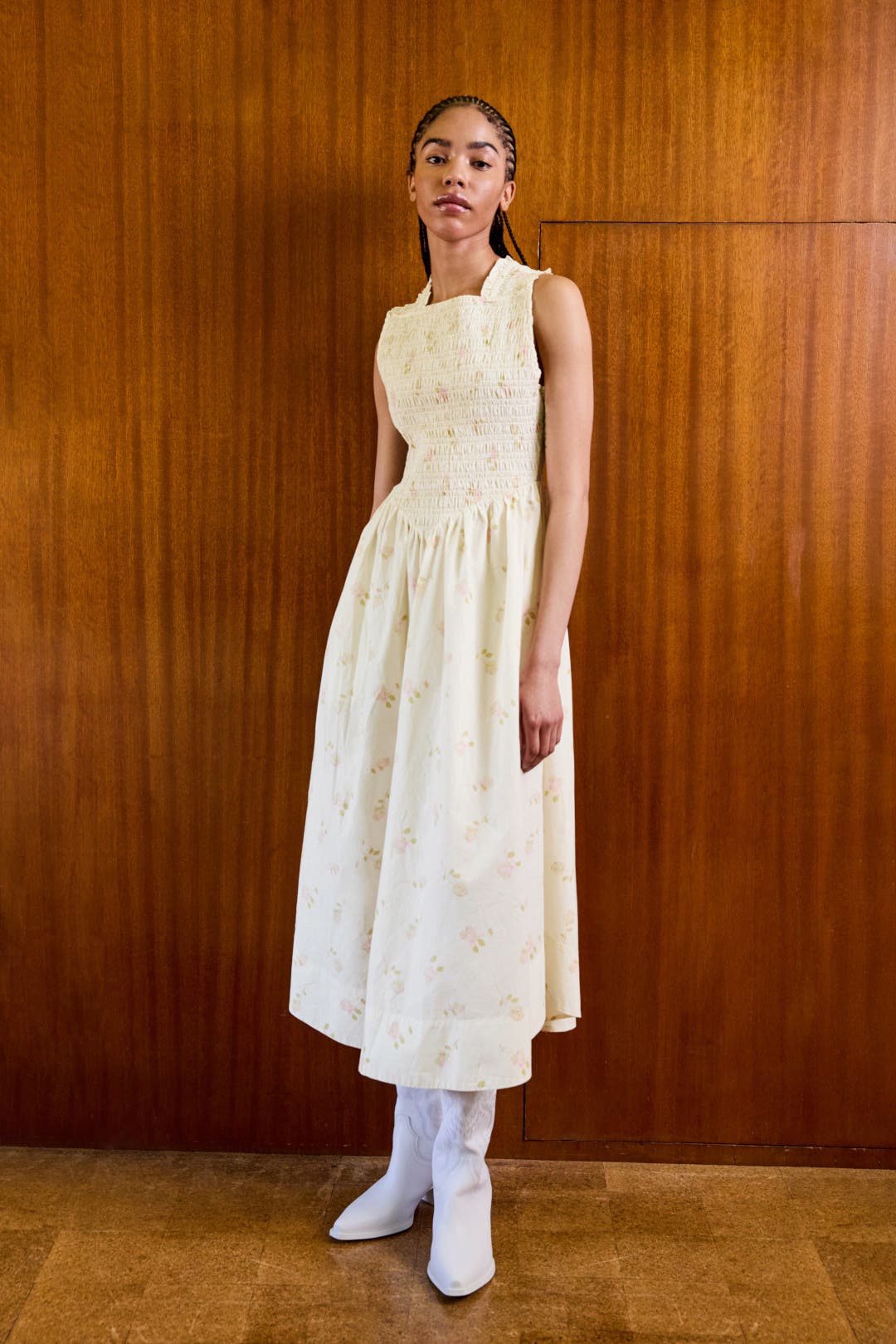 Smocked Drop Waist Dress by GANNI x RTR | Rent the Runway