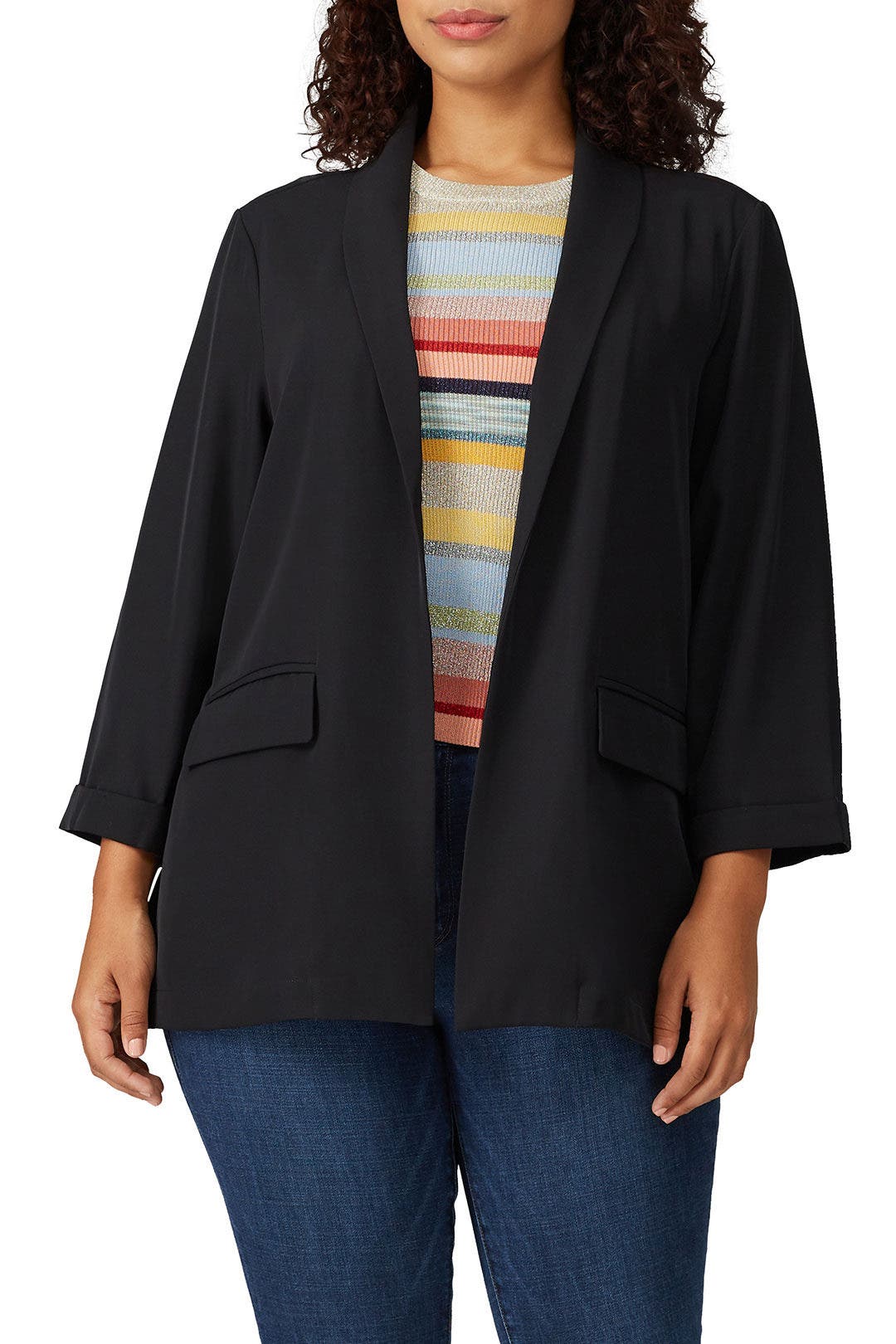 Black Draped Blazer by JUNAROSE 1
