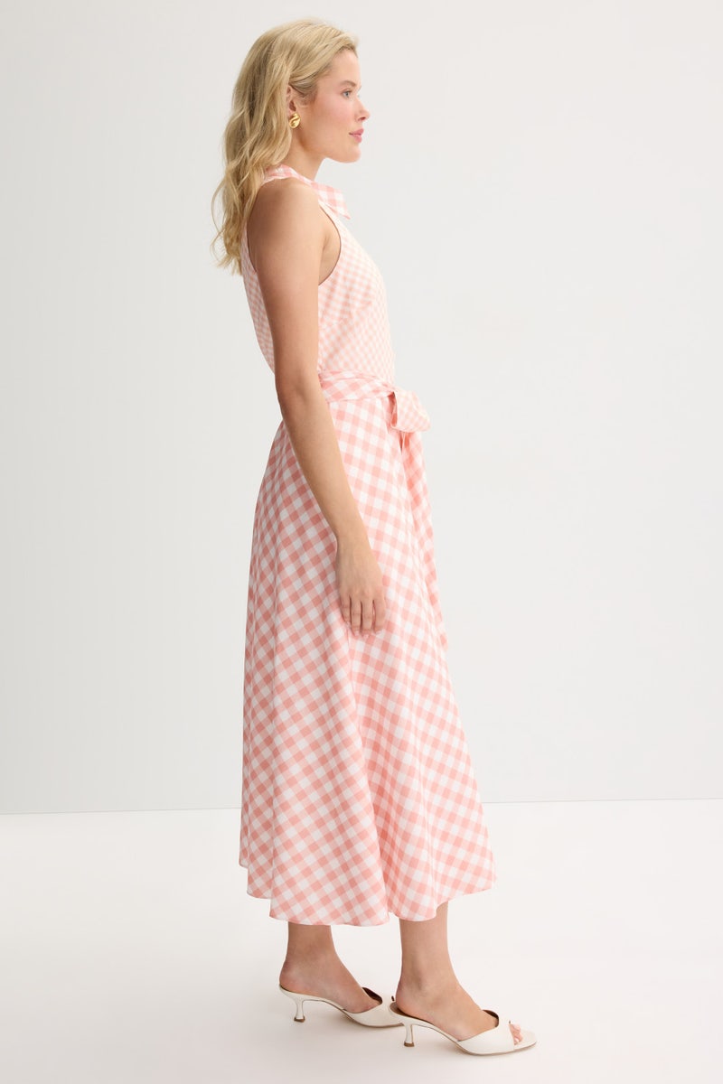 Gingham Halter Midi Dress by Badgley Mischka - Photo 1