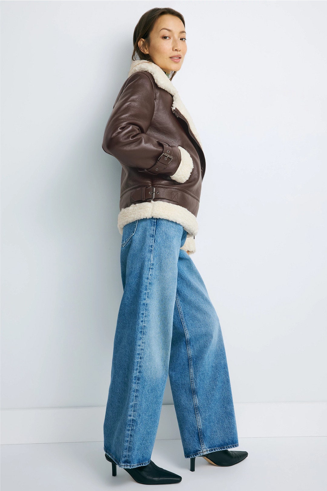 Vegan Leather Sherpa Jacket by Hudson 1