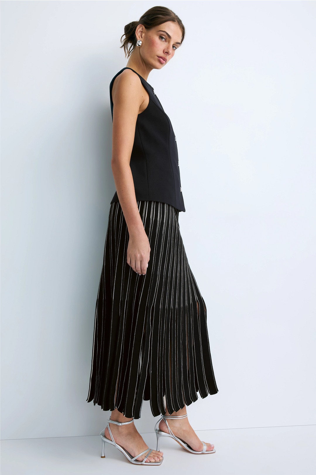 Fatrina Ribbed Knit Midi Skirt