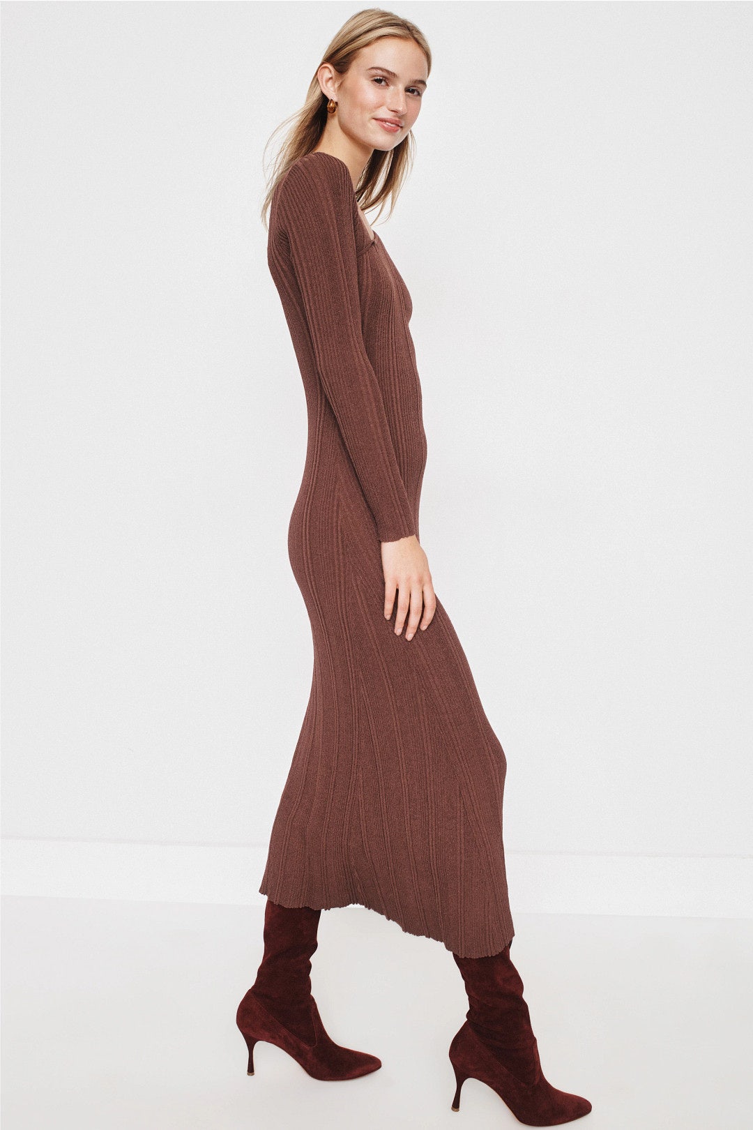 Amira Ribbed Knit Midi Dress