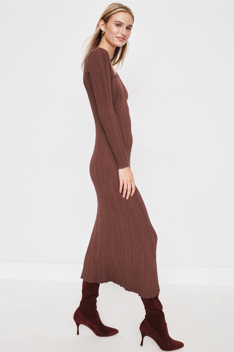 linen tie up dress Everlane Tie-Neck Dress, Stretch Linen, Passion Fruit, Size 8