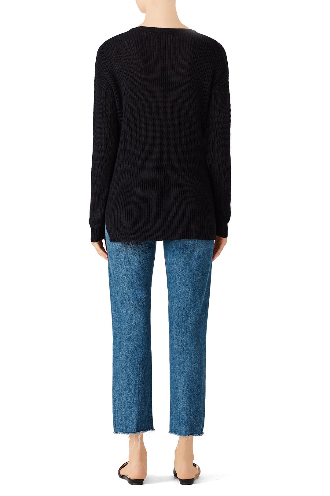 Black Ribbed V Sweater by Michael Stars 1