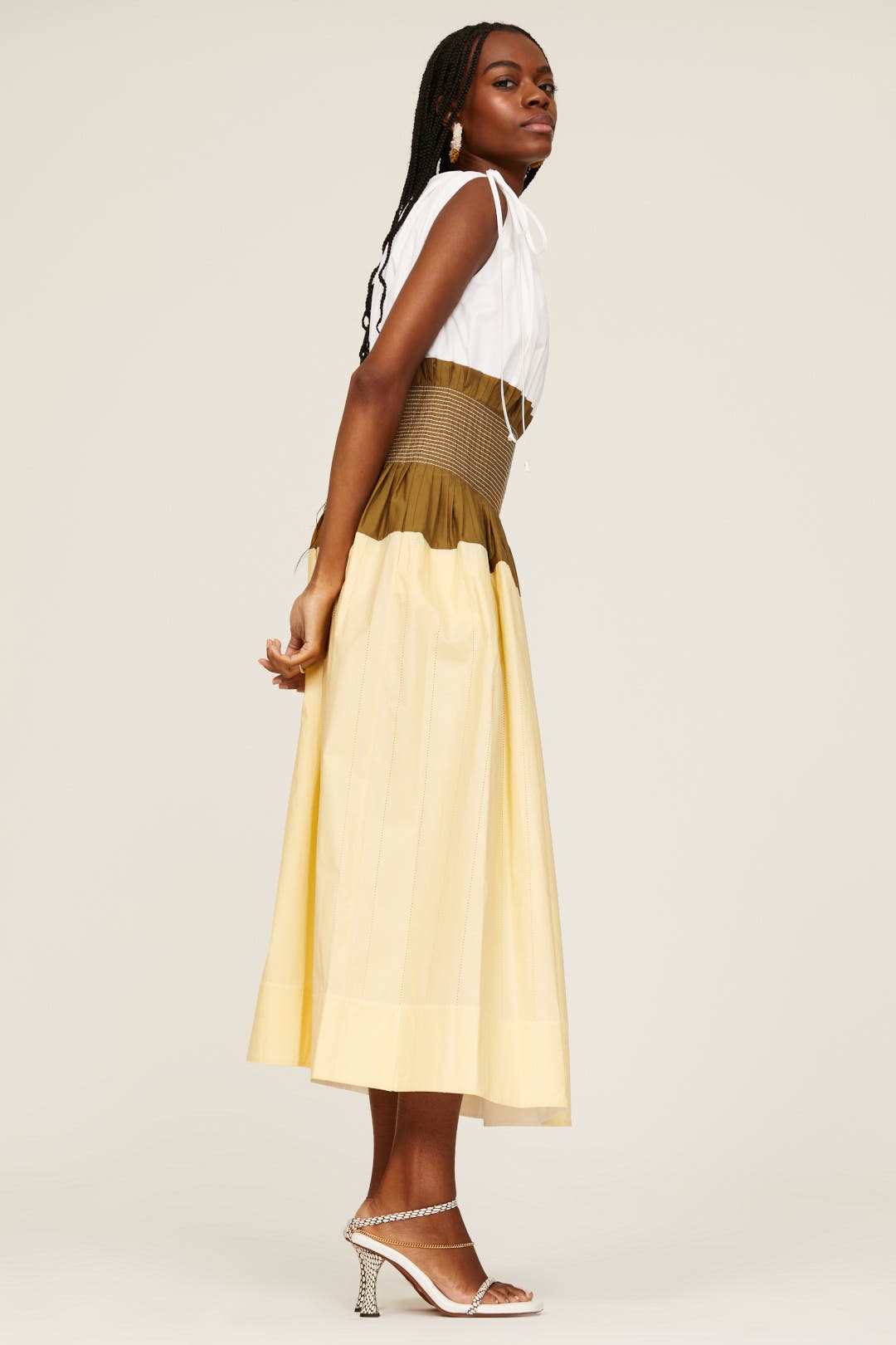 ワンピース Tory Burch FW22 COLORBLOCK DRESS (142036_915) Colorblock Satin Dress: Women's Designer Dresses | Tory Burch