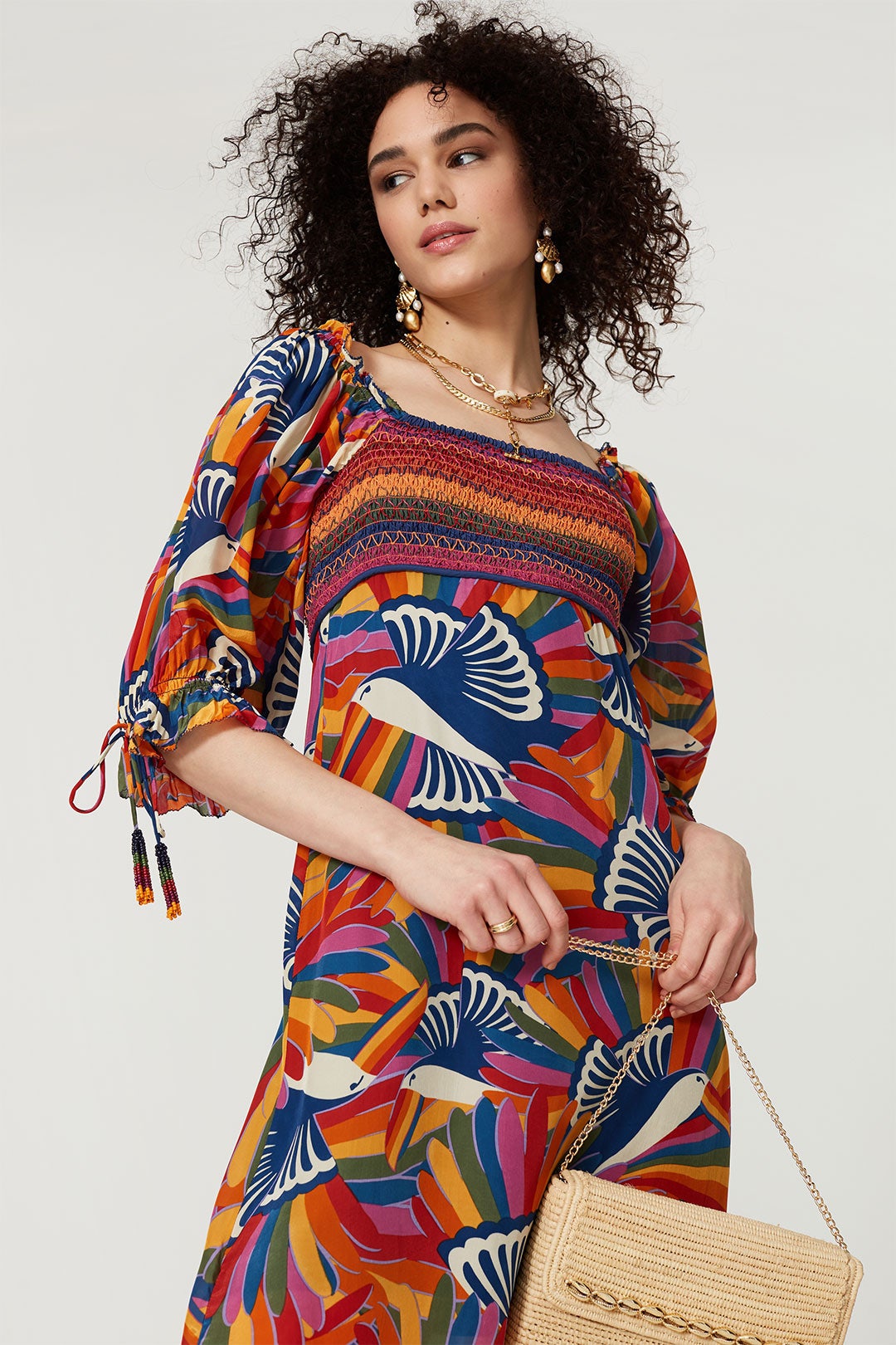 Rainbow Toucan Smocked Maxi by FARM Rio 1