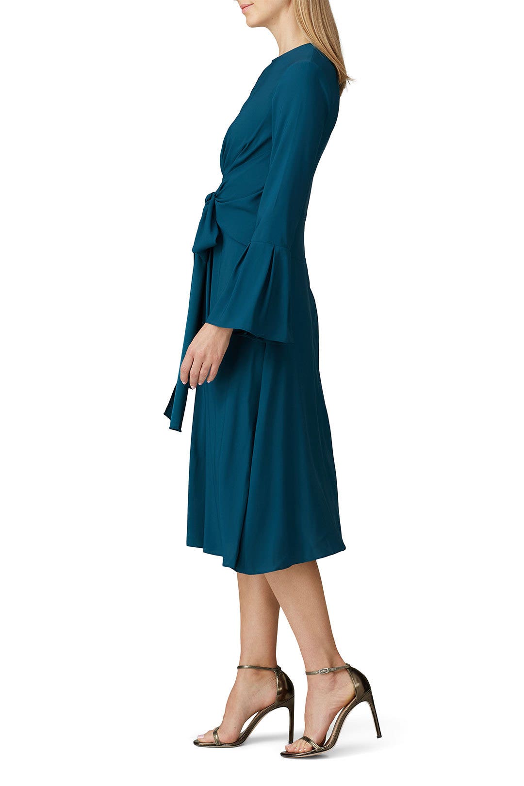 Teal Tie Waist Keyhole Dress by Tome 1