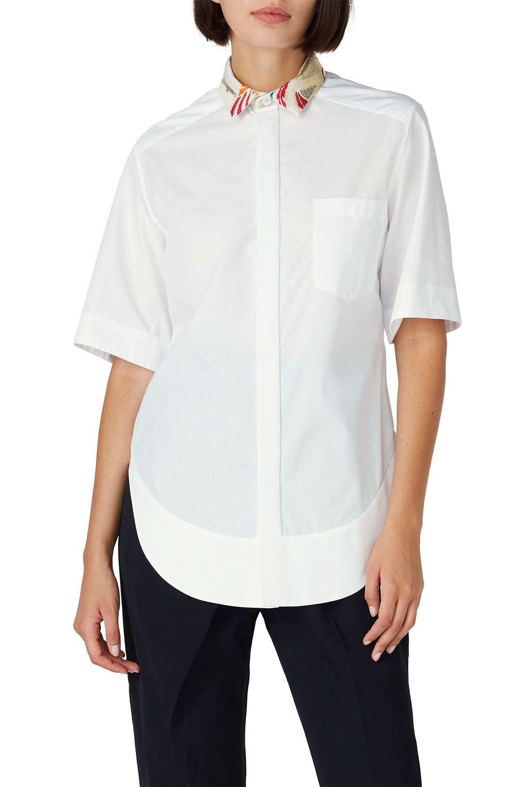 White Short Sleeve Shirt by Haider Ackermann 1