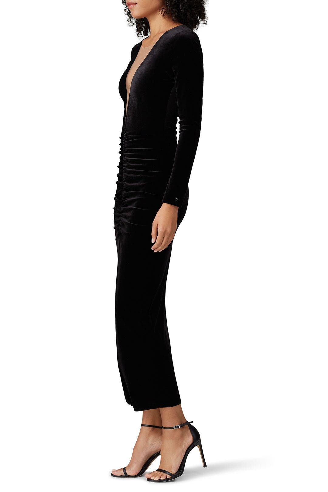 Black Velvet Deep V Dress by NISSA | Rent the Runway