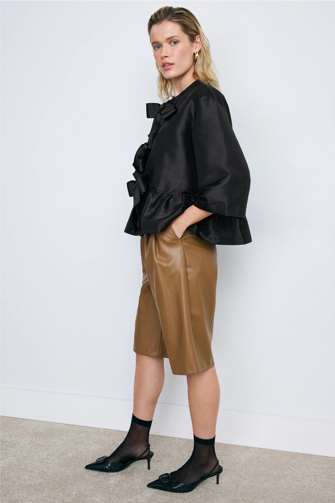 Crispy Peplum Bow Blouse by Stella Nova 1