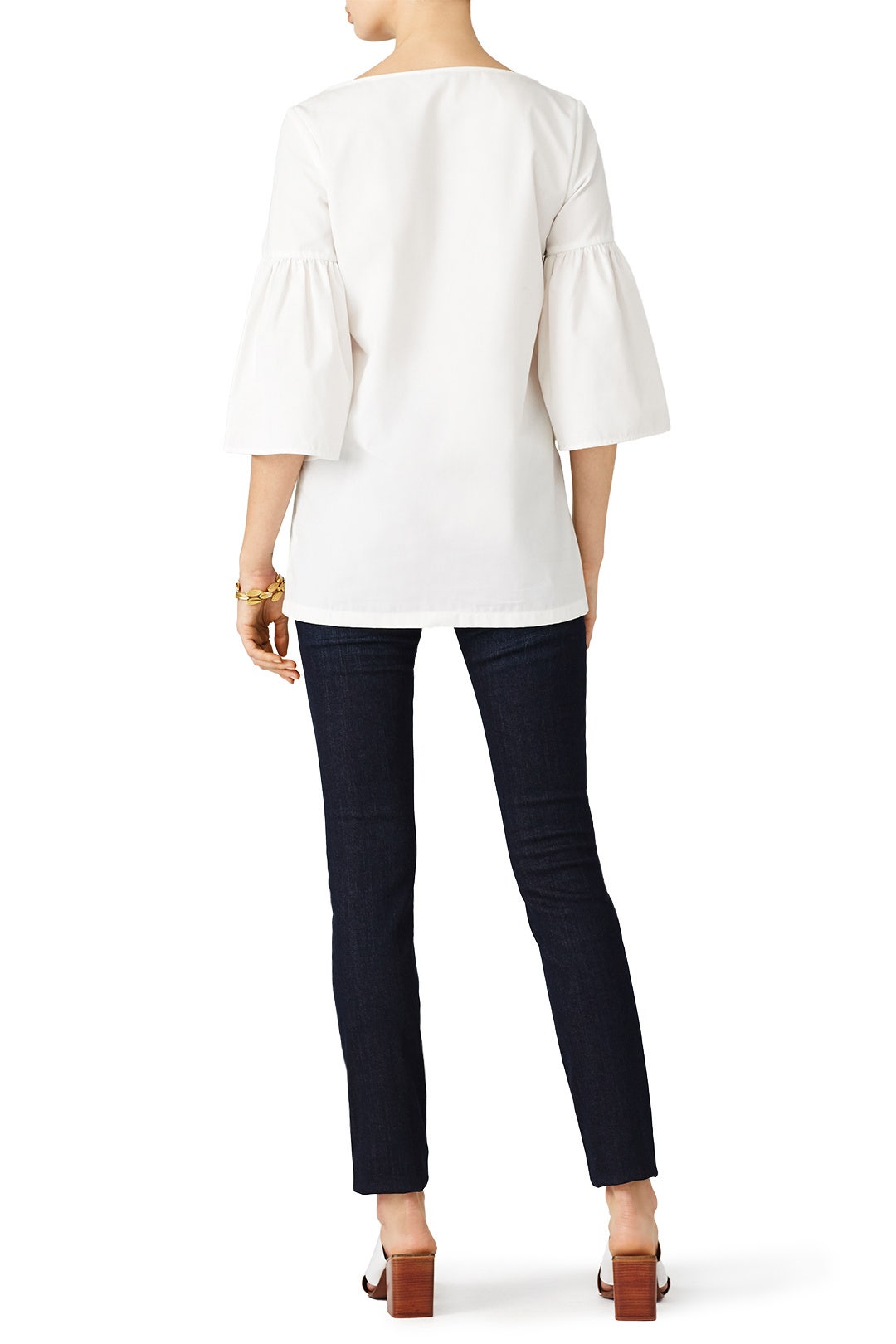 White Cotton Bell Sleeve Tunic by Suno 1