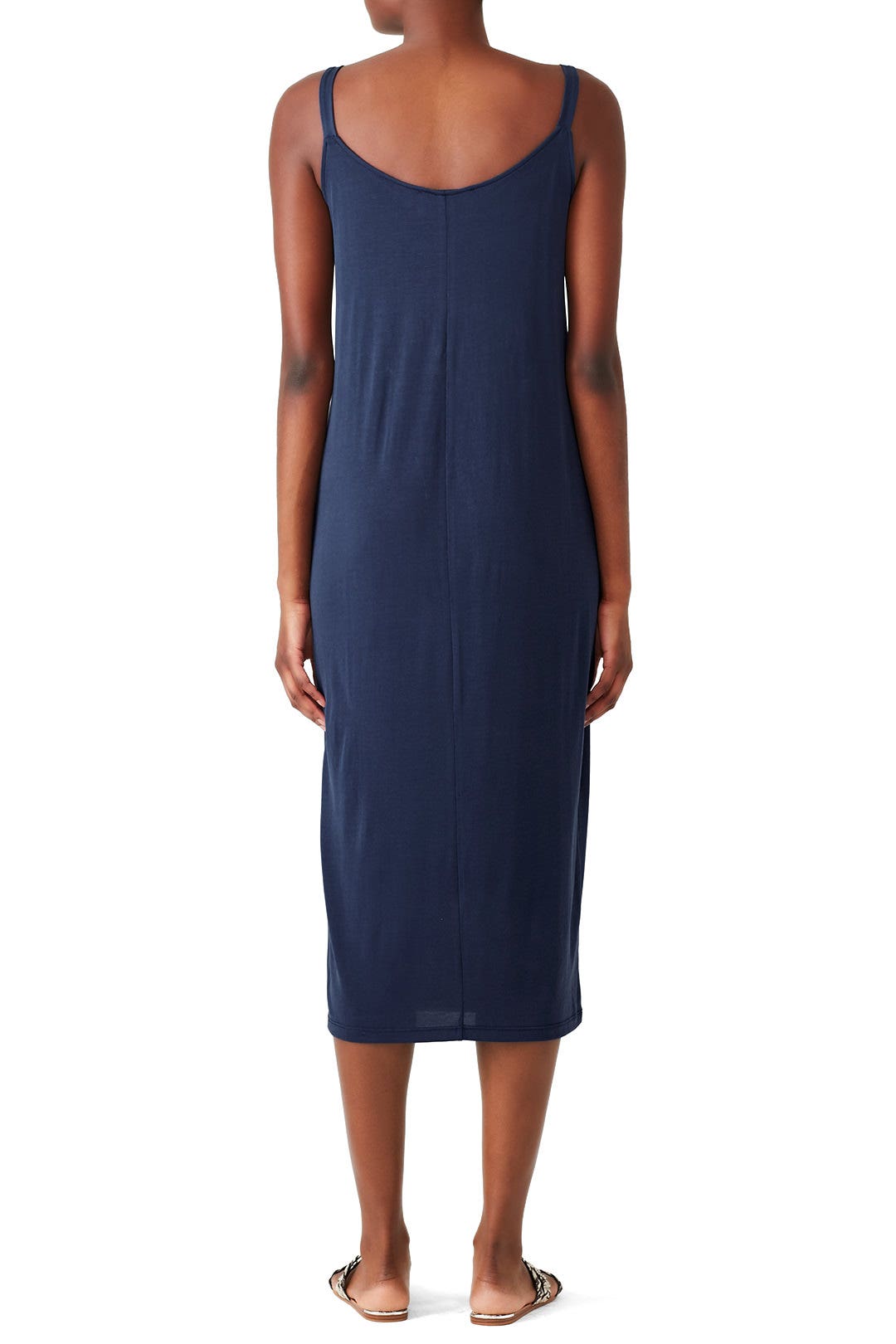 Navy Tie Front Midi Dress by Slate & Willow 2