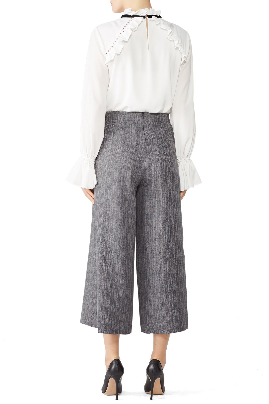 Grey Pleated Culottes by Osman 1