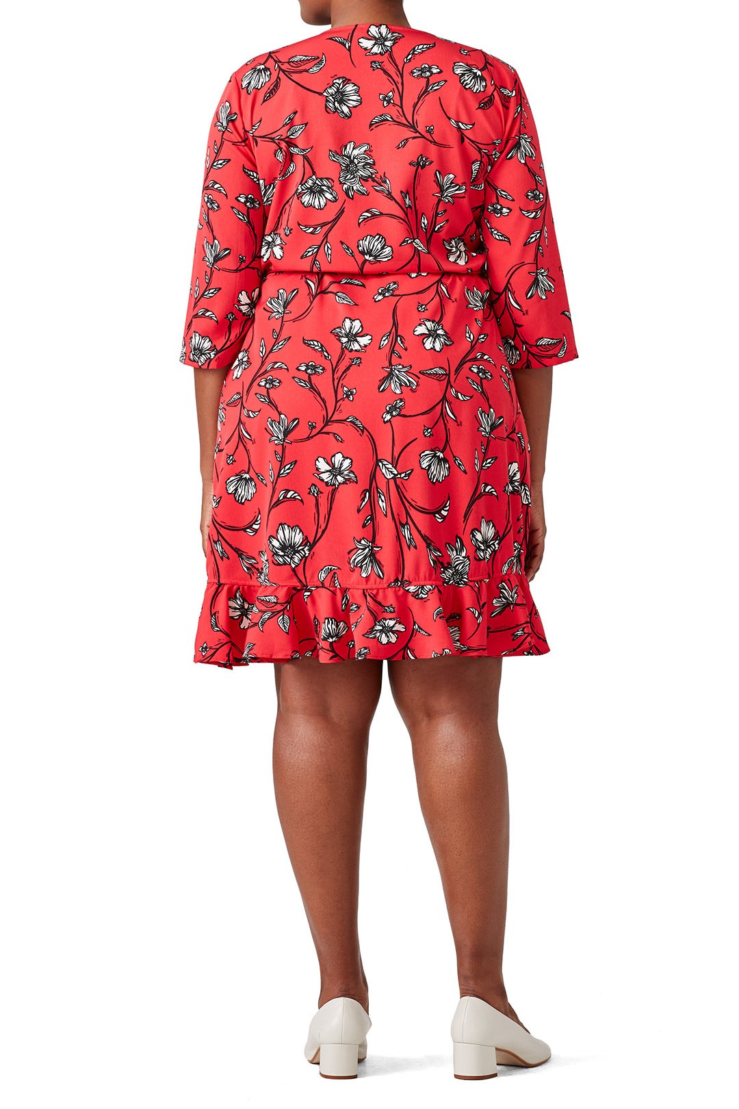 Red Floral Wrap Dress by JUNAROSE 1