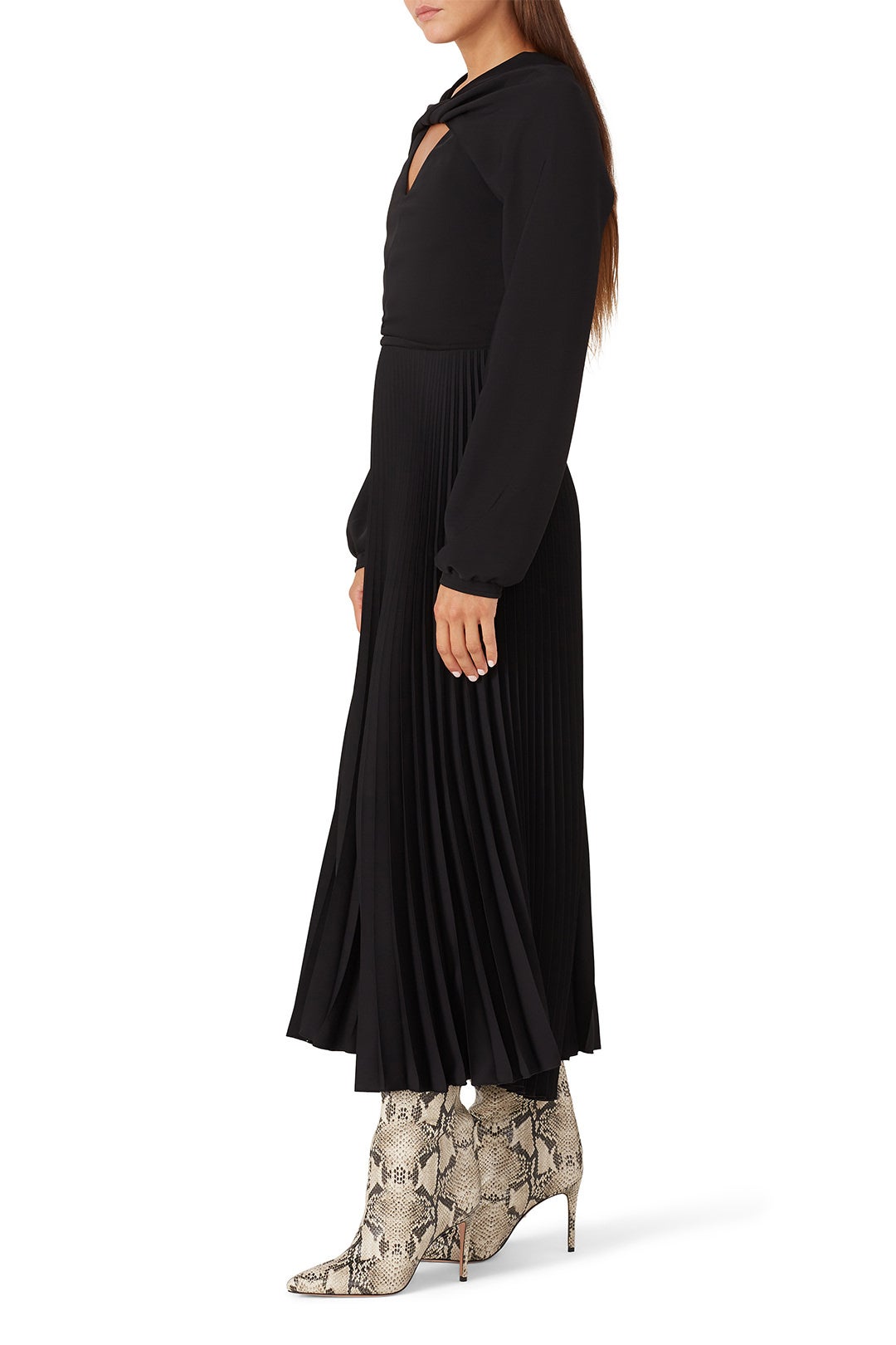 Black Long Sleeves Pleated Dress by Patou 1