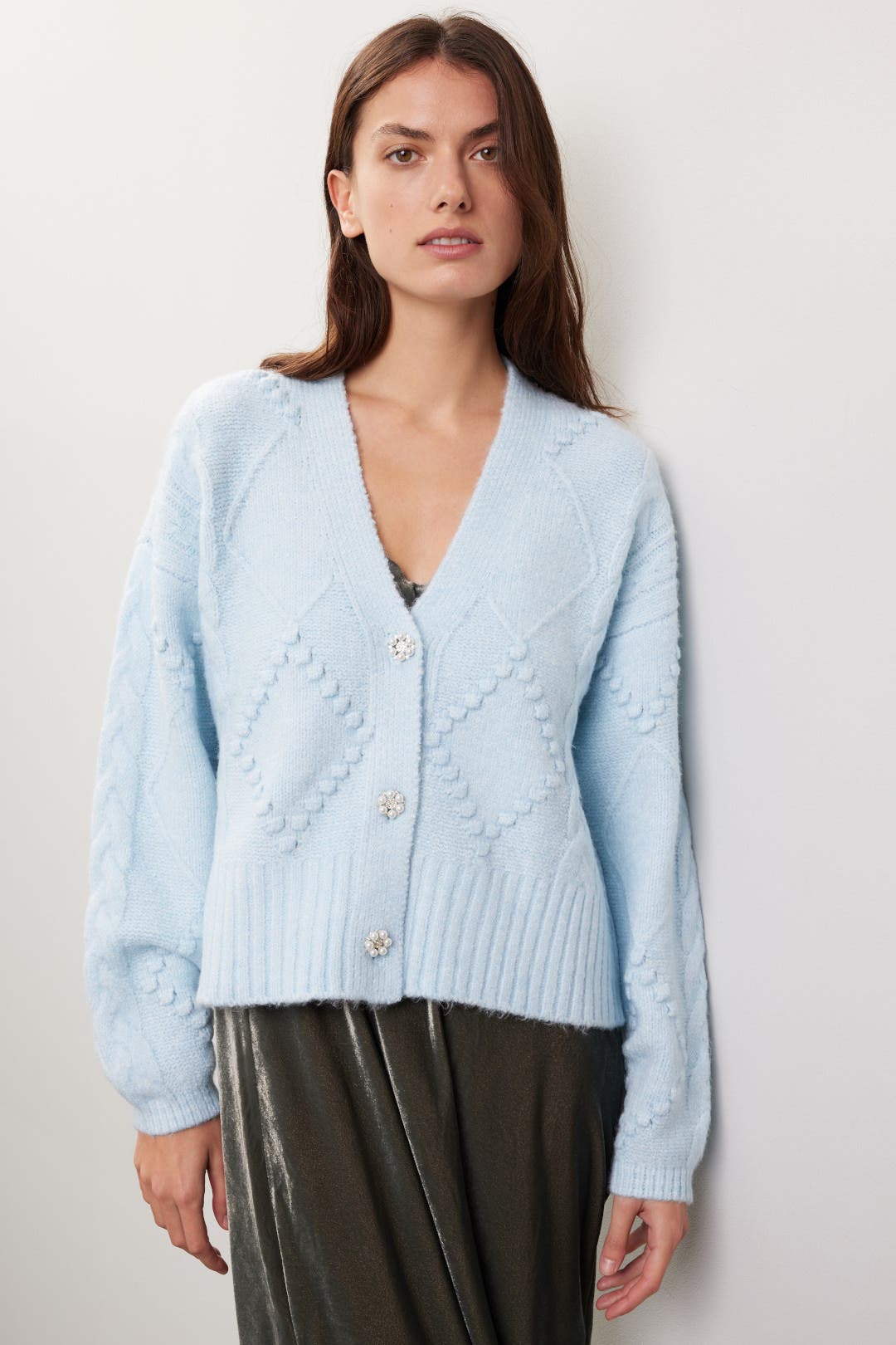 トップス STONE  Stand collar knit cardigan Stand Collar Zip Knit Cardigan