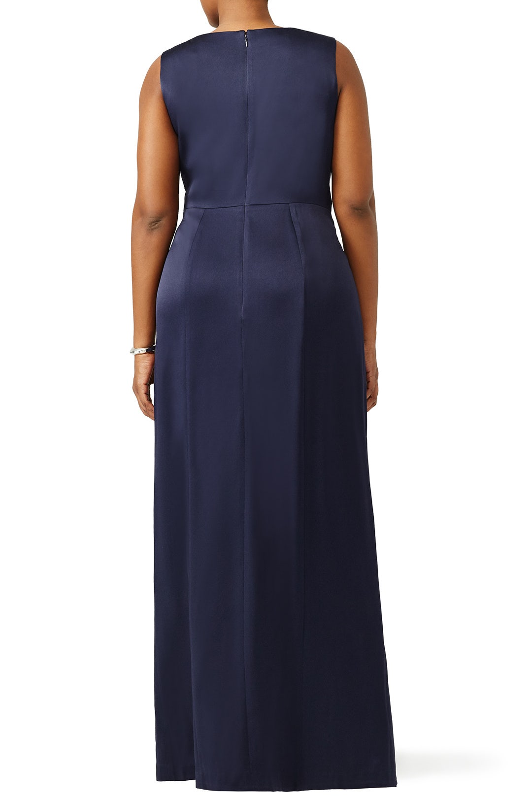 Navy Side Slit Cut Out Gown by Kay Unger 2