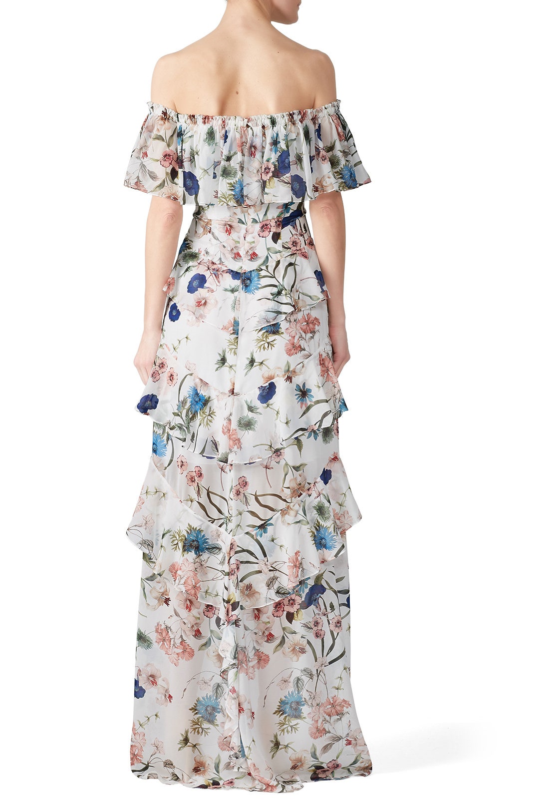 White Floral High Low Maxi by Badgley Mischka 1