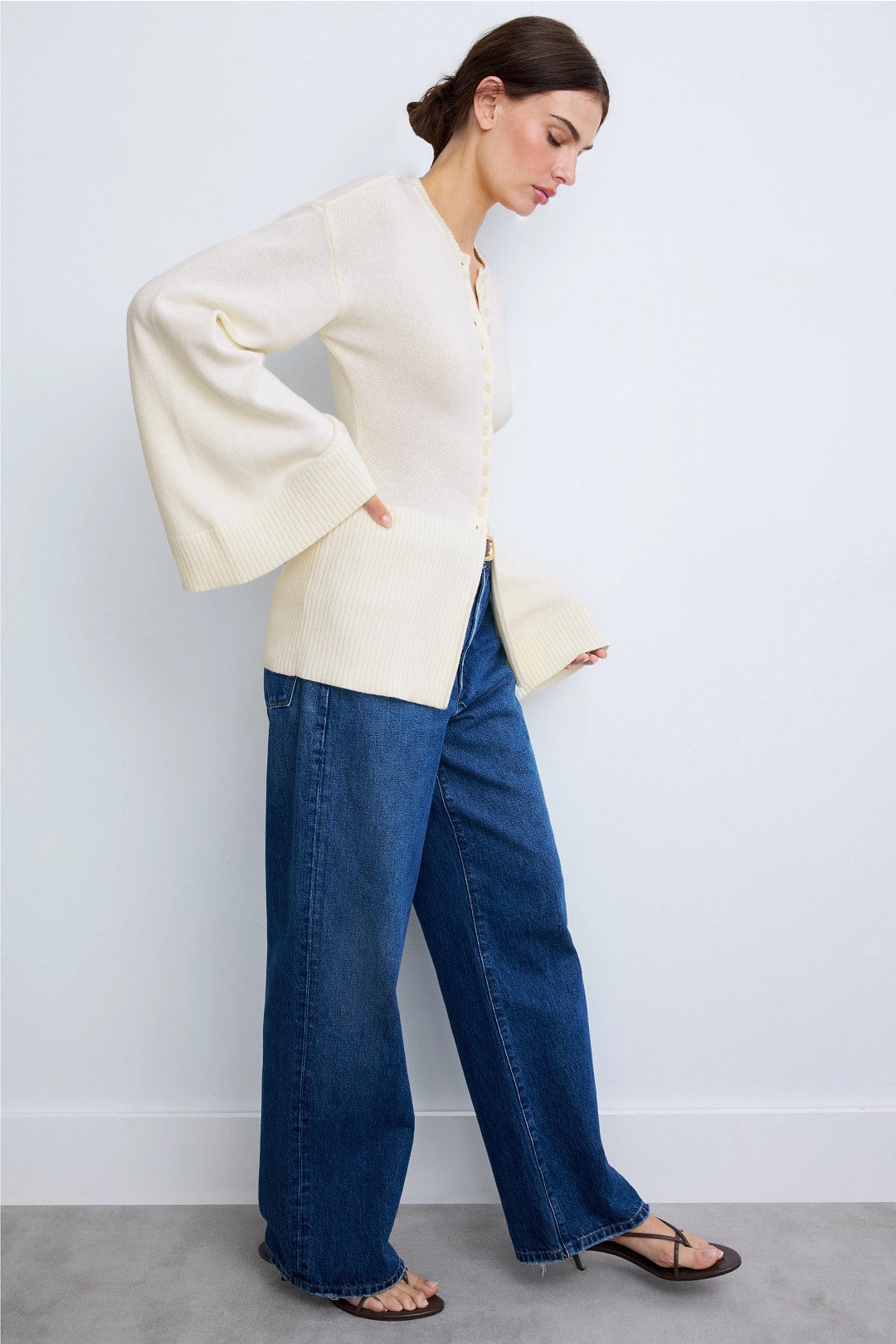 Button Front Cinched Cardigan by WEWOREWHAT 1